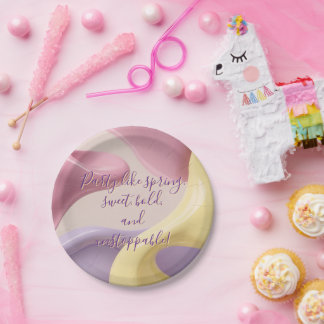 Plato De Papel Round paper plate in stylish graphic