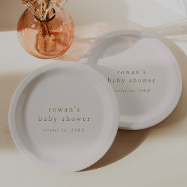 Plato De Papel ROWAN Pink and Gold Boho Baby Shower simple modern