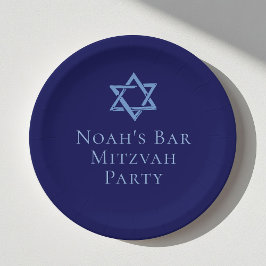 Plato De Papel Royal Blue Bar Mitzvah Fiesta Estrella de David
