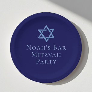 Plato De Papel Royal Blue Bar Mitzvah Fiesta Estrella de David