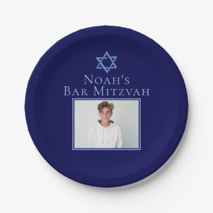 Plato De Papel Royal Blue Bar Mitzvah Foto Estrella de David Fies
