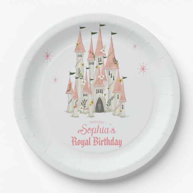 Plato De Papel Royal Castle Birday Party Plates Pink (Anverso)