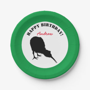 Plato De Papel Royal Kiwi, Happy Birthday, Zealand Bird (Fiesta)