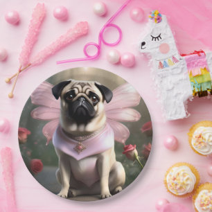 Plato De Papel Royal Pug: El hada princesa de los reinos encantad