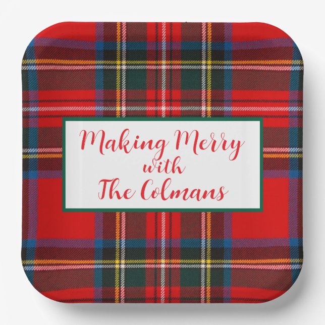 Plato De Papel Royal Stewart Red Plaid MAKING MERRY  (Anverso)