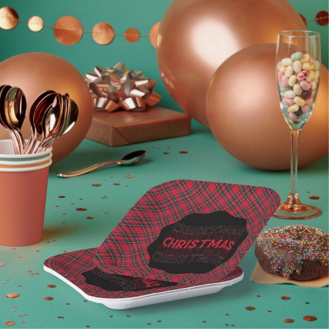Plato De Papel Royal Stewart Scottish Clan Tartan Christmas  (Multi)