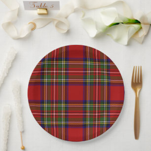 Plato De Papel Royal Stewart Tartán Plaid Scottish