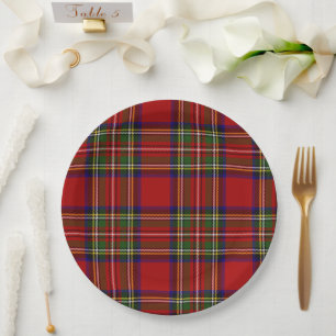 Plato De Papel Royal Stewart Tartan Plaid Scottish Pattern