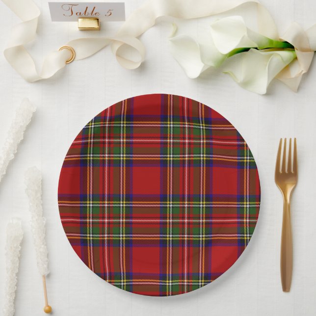 Plato De Papel Royal Stewart Tartan Plaid Scottish Pattern (Boda)