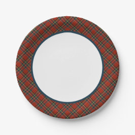 Plato De Papel Royal Stewart Tartán Red Scottish Plaid Border