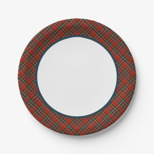 Plato De Papel Royal Stewart Tartán Red Scottish Plaid Border
