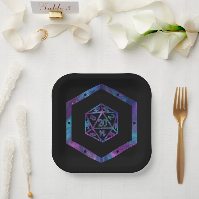 Plato De Papel RPG Dice | Nebula Fantasy Retro Tabletop PnP Gamer (Boda)