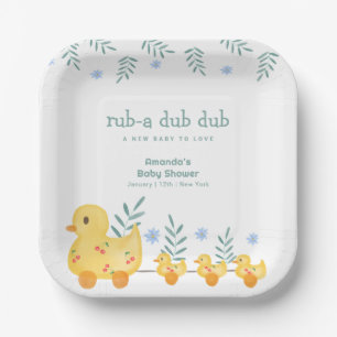 Plato De Papel Rub A Dub Dub Cherry Mami Pato Baby Shower