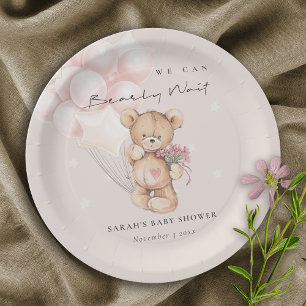 Plato De Papel Rubor Bearly Wait Bear Balloon Baby Shower