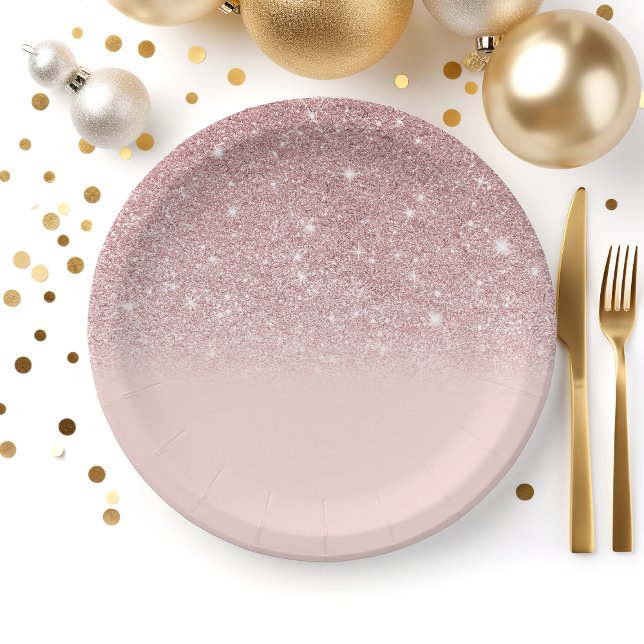 Plato De Papel Rubor de brillo dorado rosa Ómbre (Subido por el creador)