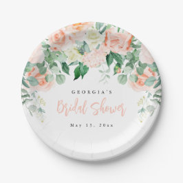 Plato De Papel Rubor Floral Bridal Shower