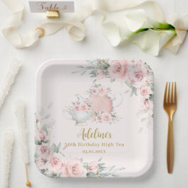 Plato De Papel Rubor Floral High Tea Fiesta Birday Bridal Shower