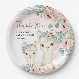 Plato De Papel Rubor Floral Llama Mama Eucalyptus Baby Shower