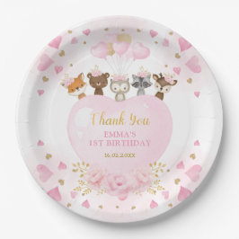 Plato De Papel Rubor Gold Woodland Valentines Cumpleaños
