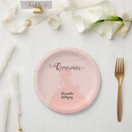 Plato De Papel Rubor Pink Charro Silhouette Quinceanera