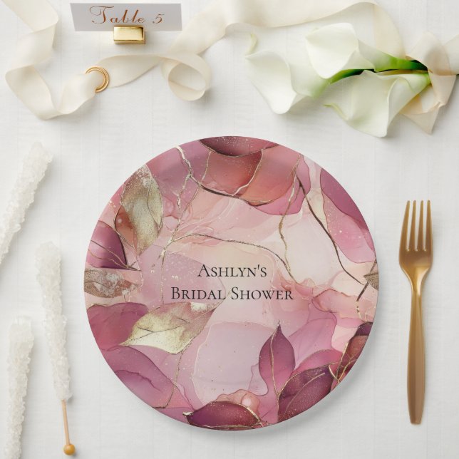 Plato De Papel Rubor Pink Gold deja ducha de novia (Boda)