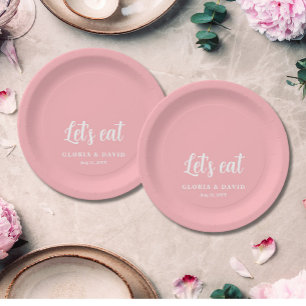 Plato De Papel Rubor Pink Gracias Boda