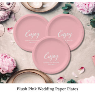 Plato De Papel Rubor Pink Gracias Boda
