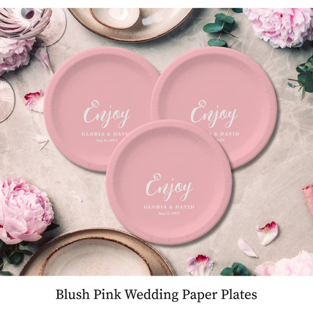 Plato De Papel Rubor Pink Gracias Boda (Subido por el creador)