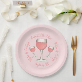 Plato De Papel Rubor Pink Rose todo el día Rosé Wine Bridal Showe