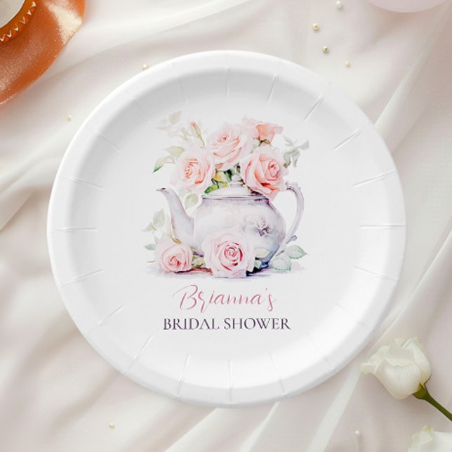 Plato De Papel Rubor Rosa Rosa Elegante Ducha Bridal (Subido por el creador)