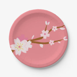 Plato De Papel Rubor rosa Sakura CH Blossom japonés