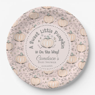 Plato De Papel Rubor Rosa Sweet Little Pumpkin Cae Baby Shower