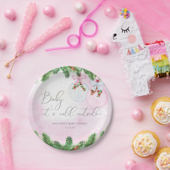 Plato De Papel Rubor Winter Navidades Baby Shower (Fiesta)