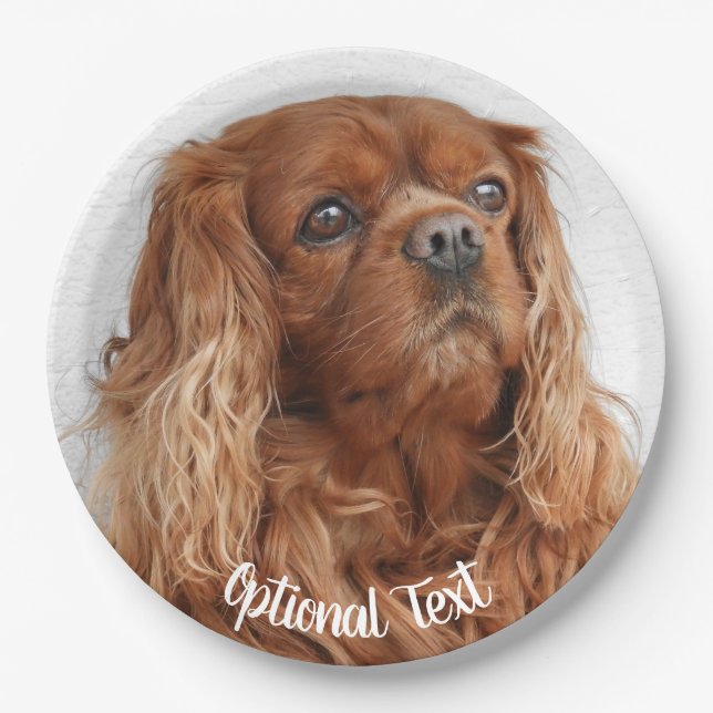 Plato De Papel Ruby Cavalier King Charles Spaniel Dog (Anverso)
