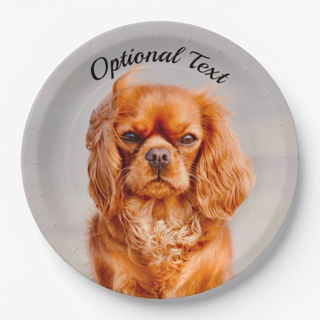 Plato De Papel Ruby Cavalier King Charles Spaniel Dog (Anverso)