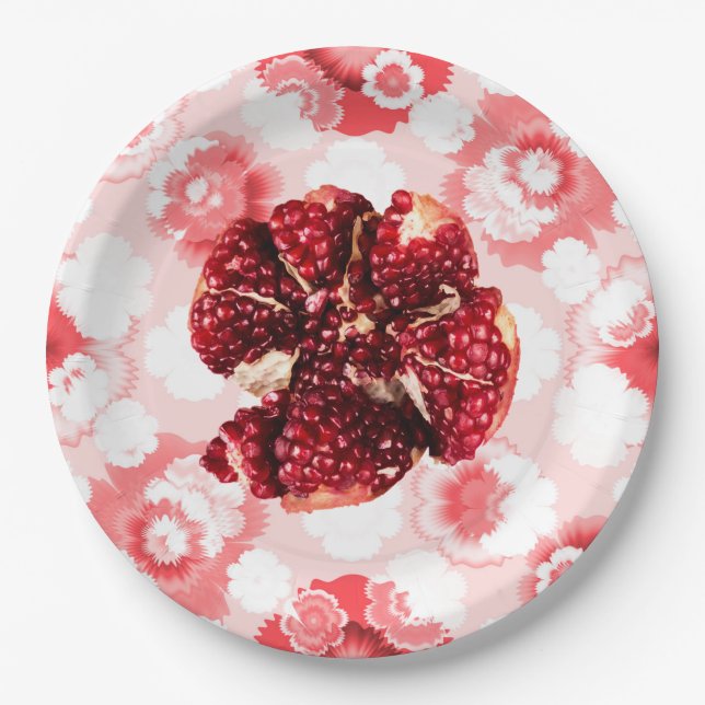 Plato De Papel Ruby Pomegranate Fruit (Anverso)