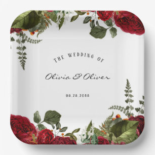 Plato De Papel Ruby Red Botanies Boda