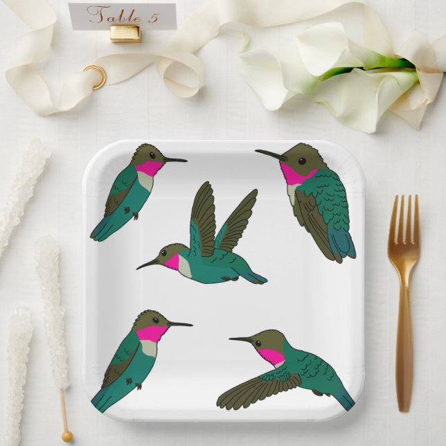 Plato De Papel Ruby Throed Hummingbird (Boda)
