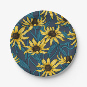 Plato De Papel Rudbekia amarilla en la marina