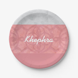 Plato De Papel Ruddy Pink Batik Gray Water Name