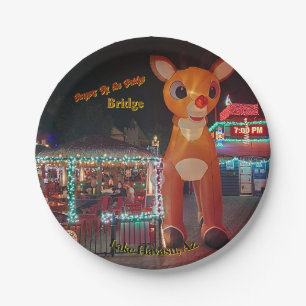 Plato De Papel Rudolph en Burgers by the Bridge, tarjeta postal d