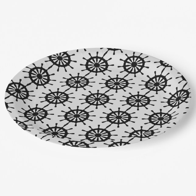 Plato de papel - Ruedas de barco negras (Angular)