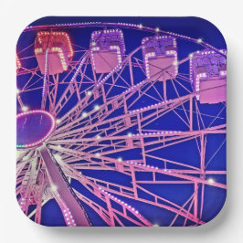 Plato De Papel Ruedas de Ferris roviarias rojas y violetas