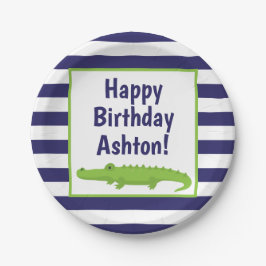 Plato De Papel Rugby Stripes Alligator Placas Fiestas personaliza