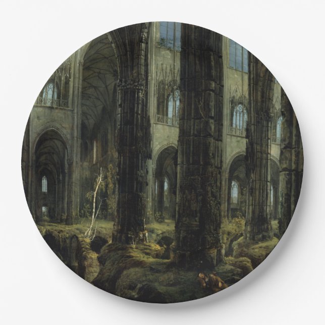 Plato De Papel Ruinas góticas (por Carl Blechen) (Anverso)