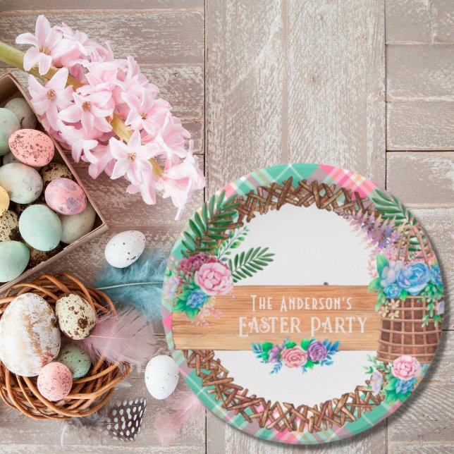 Plato De Papel Rusa acuarela Floral Wreath feliz Pascua (Subido por el creador)