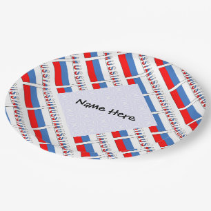 Plato De Papel Rusia Bandera Rusa Tiled Negro Personalización