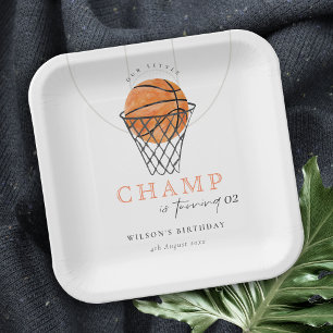 Plato De Papel Rust Our Little Champ Basketball Any Age Birday