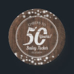 Plato De Papel Rustic 50th Birthday String Lights Fiesta de cumpl<br><div class="desc">Este rústico plato de fiesta de cumpleaños número 50 tiene luces de cuerda sobre un fondo de madera oscura. Haga clic en el botón personalizar para obtener más flexibilidad en la modificación del texto. En nuestra tienda, zazzle.com/doodlelulu*, podrá encontrar variantes de este diseño, colores adicionales y productos de coordinación. Contáctenos...</div>
