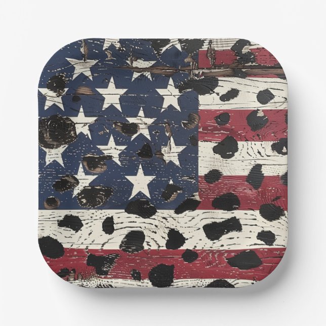 Plato De Papel Rustic American Flag Leopard Print (2) (Anverso)